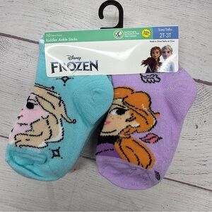10 Disney Frozen Elsa Anna Olaf Toddler Ankle Socks 2T-3T Purple Blue New